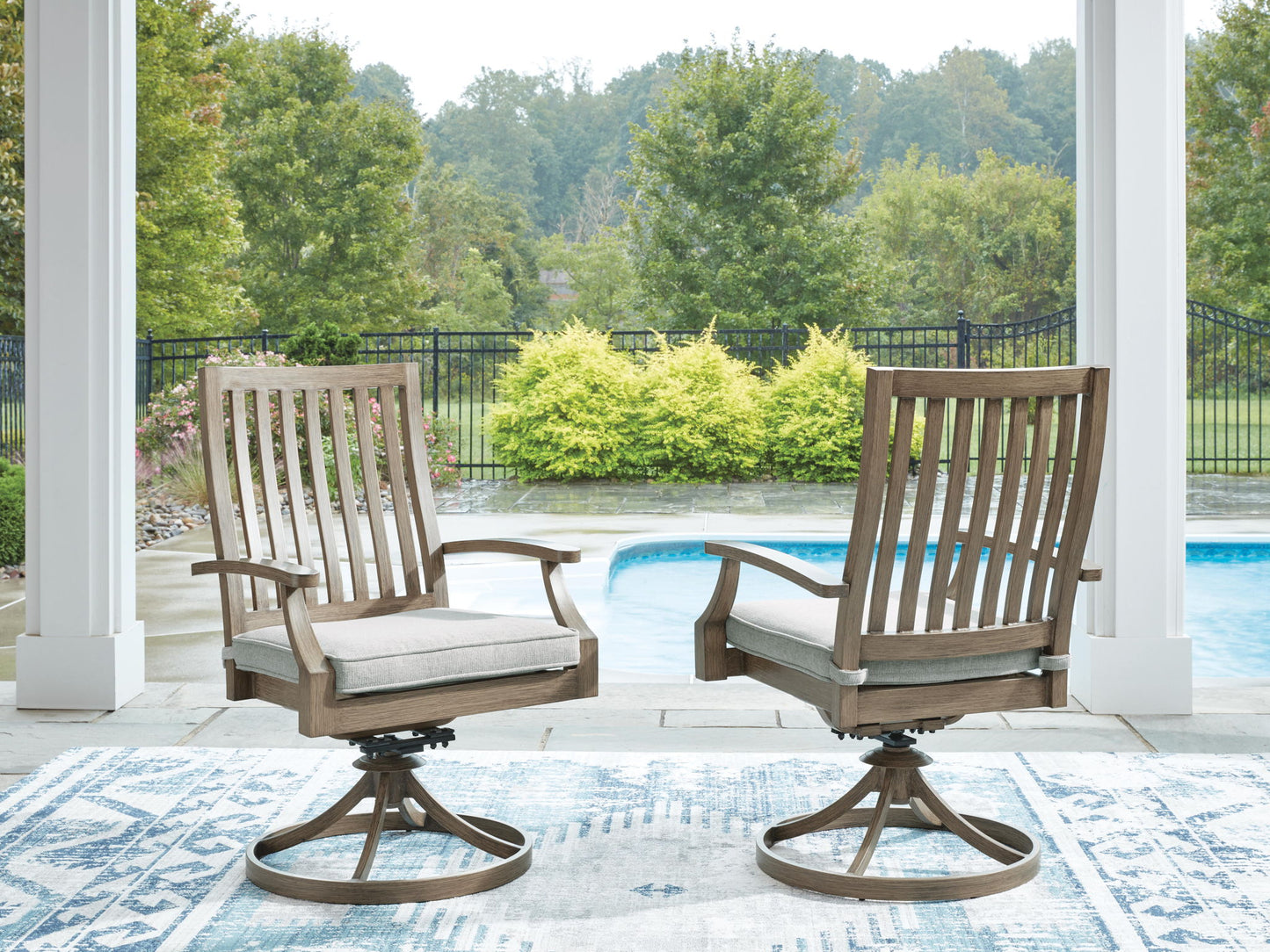 Rainier Ranch - Swivel Chair With Cushion (Set of 2) - Brown / Beige