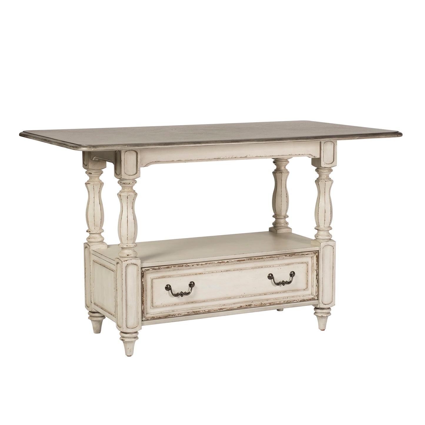 Magnolia Manor - 5 Piece Gathering Table Set - Antique White / Dark Brown