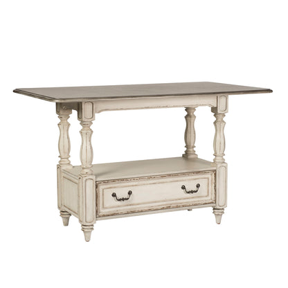 Magnolia Manor - 5 Piece Gathering Table Set - Antique White / Dark Brown