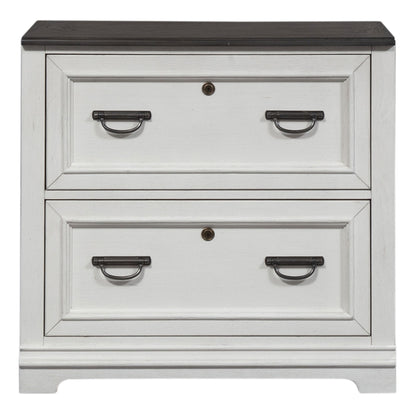 Allyson Park - Bunching Lateral File Cabinet - Wirebrushed White / Charcoal
