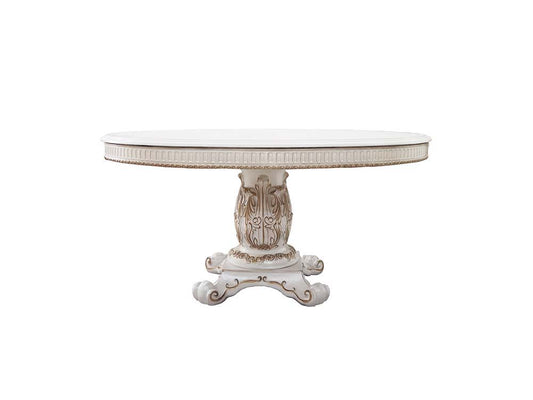 Vendome - 76" Round Dining Table With Pedestal Base - Antique Pearl