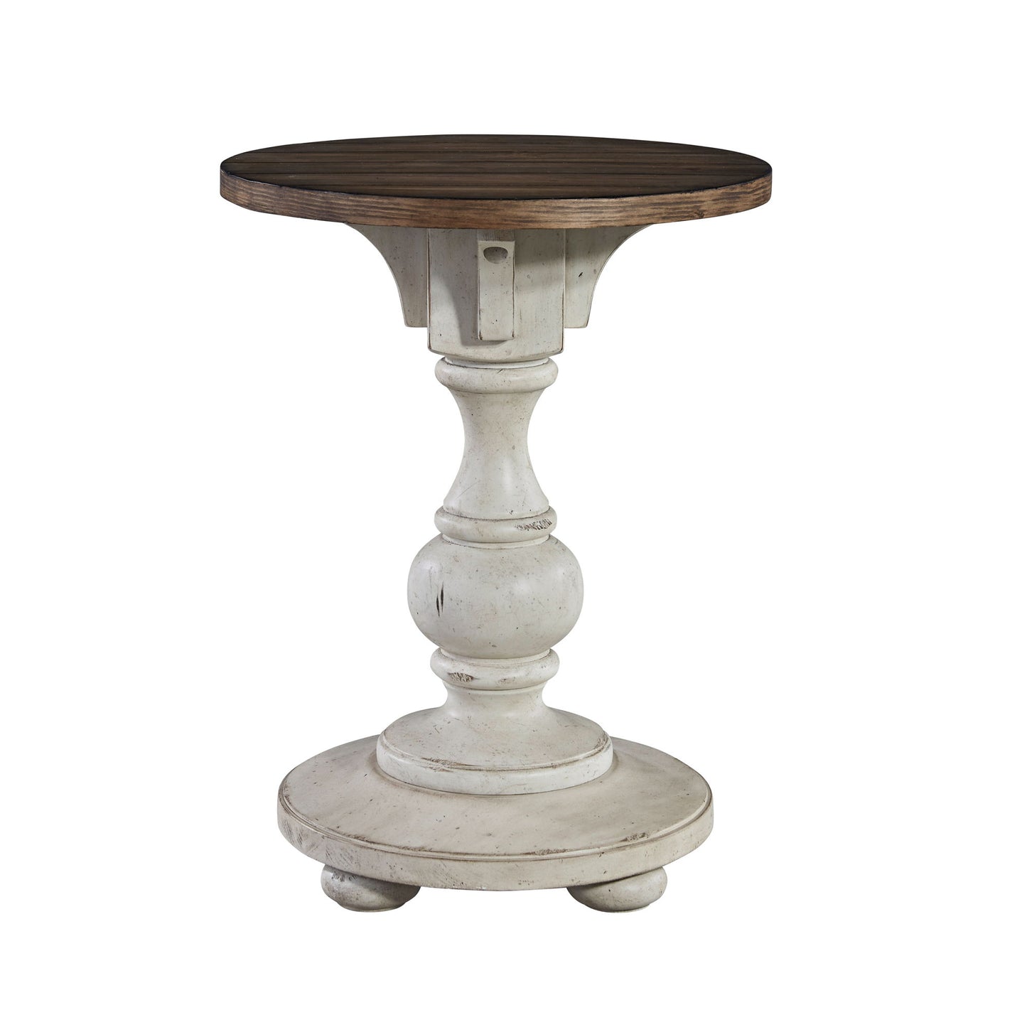 Morgan Creek - Chair Side Table - Antique White / Wirebrushed Tobacco Accents