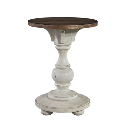 Morgan Creek - Chair Side Table - Antique White / Wirebrushed Tobacco Accents