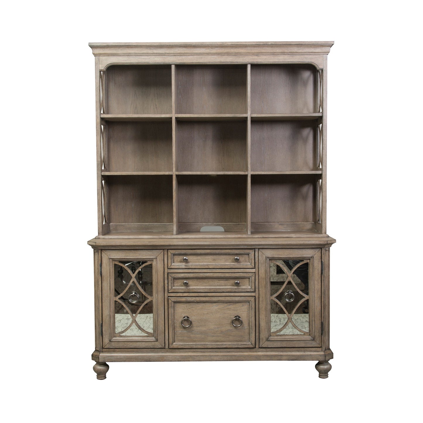 Simply Elegant - 3 Piece Home Office Set (Desk & Hutch Set) - Heathered Taupe
