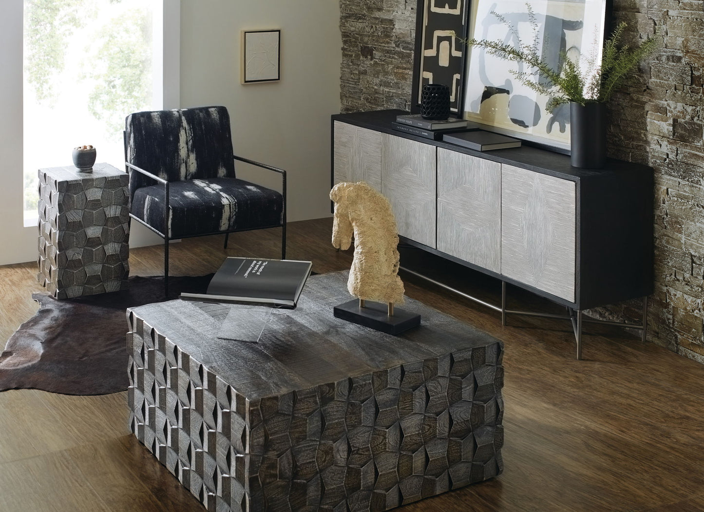 Commerce And Market - Chiseling Cocktail Table - Dark Gray