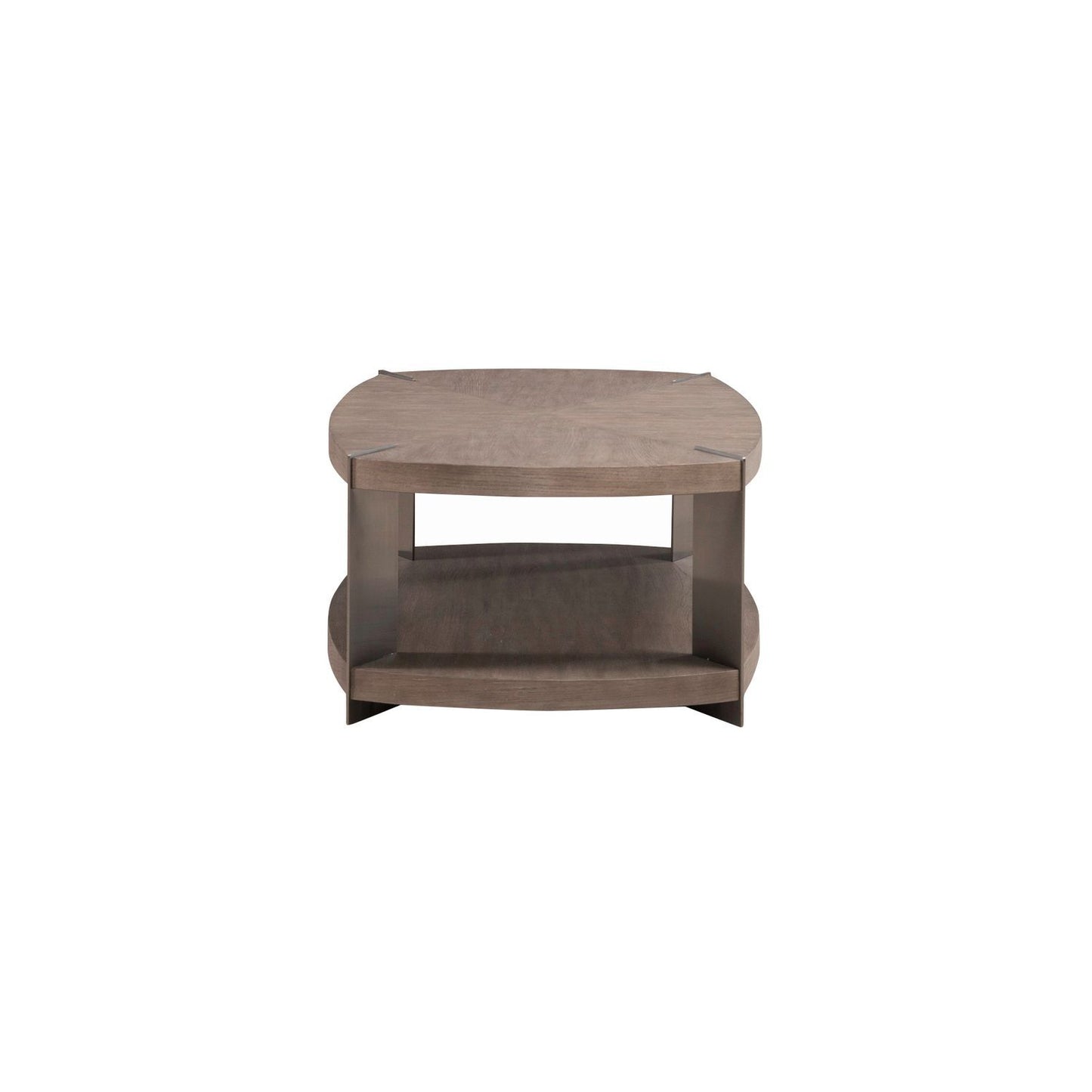 Harlow - Oval Cocktail Table - Sandstone & Satin Nickel