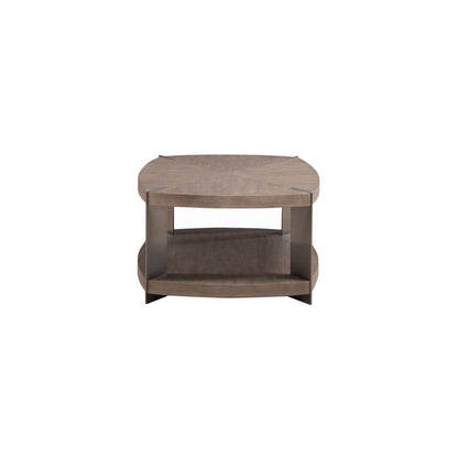 Harlow - Oval Cocktail Table - Sandstone & Satin Nickel