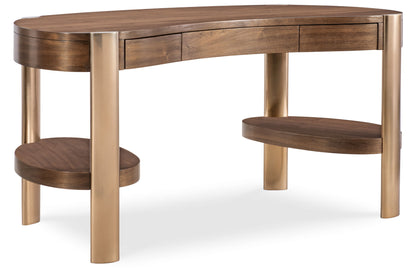 Eleana - Writing Desk - Medium Wood / Gold