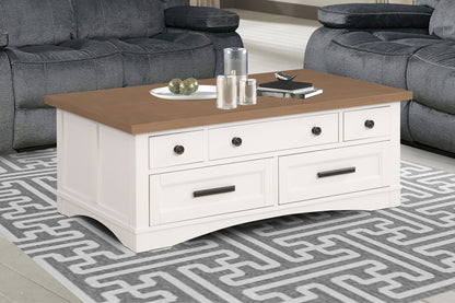 Americana Modern - Cocktail Table With Lift Top - Cotton With Weathered Natural Top