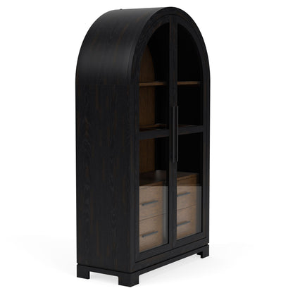 Calhoun - Display Cabinet - Whiskey / Ebony Whiskey Oak