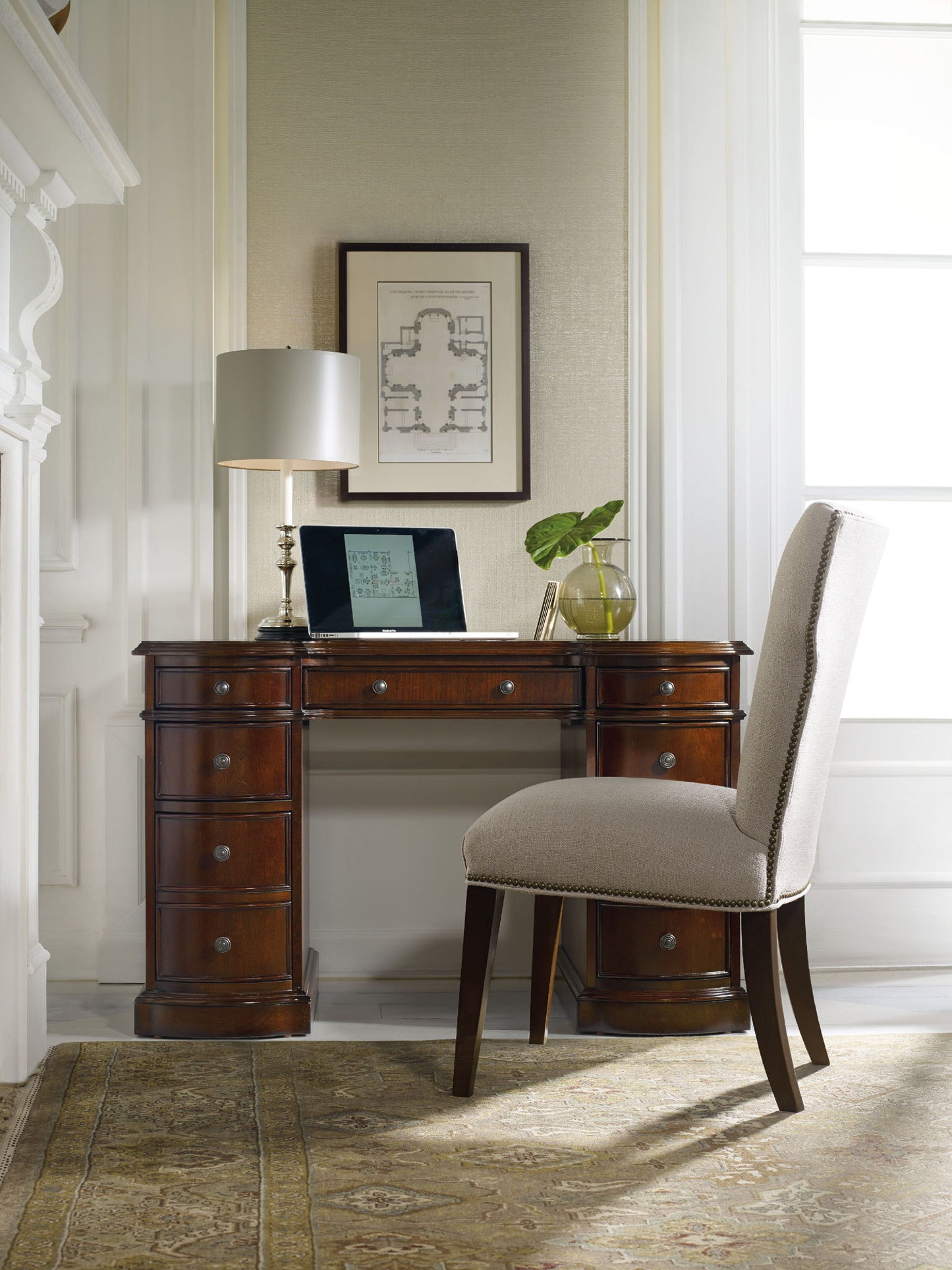 Home Office - Hole Desk Bow Front - Dark Brown