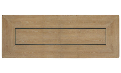 Escape - Dining Rectangular Table With Console And 8 Caster Chairs - Glazed Natural Oak Black Metal Trim