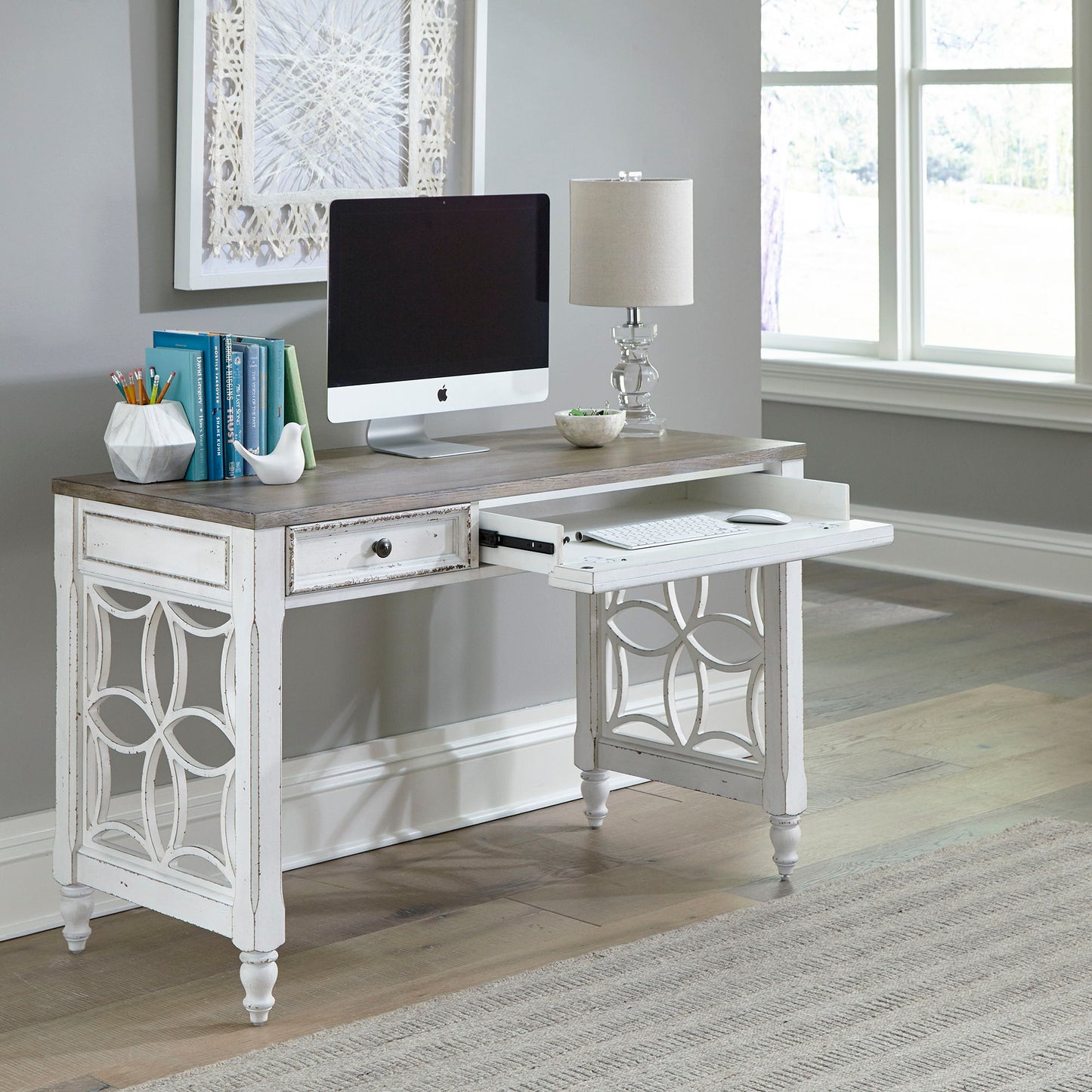 Magnolia Manor - L Writing Desk - Antique White