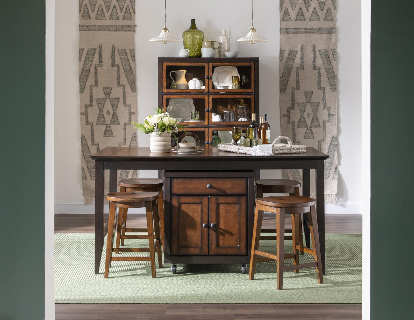 Fenmore - Kitchen Island Cart - Mocha And Distressed Cherry