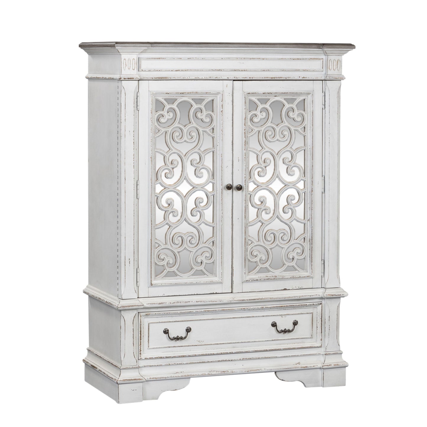 Abbey Park - Mirrored Door Chest - Antique White
