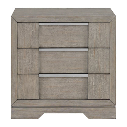 Kelis - 3 Drawer Nightstand With USB - Gray