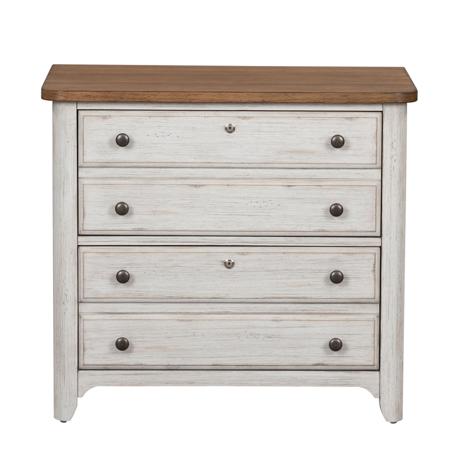 Farmhouse Reimagined - Lateral File - Antique White / Chestnut Tops