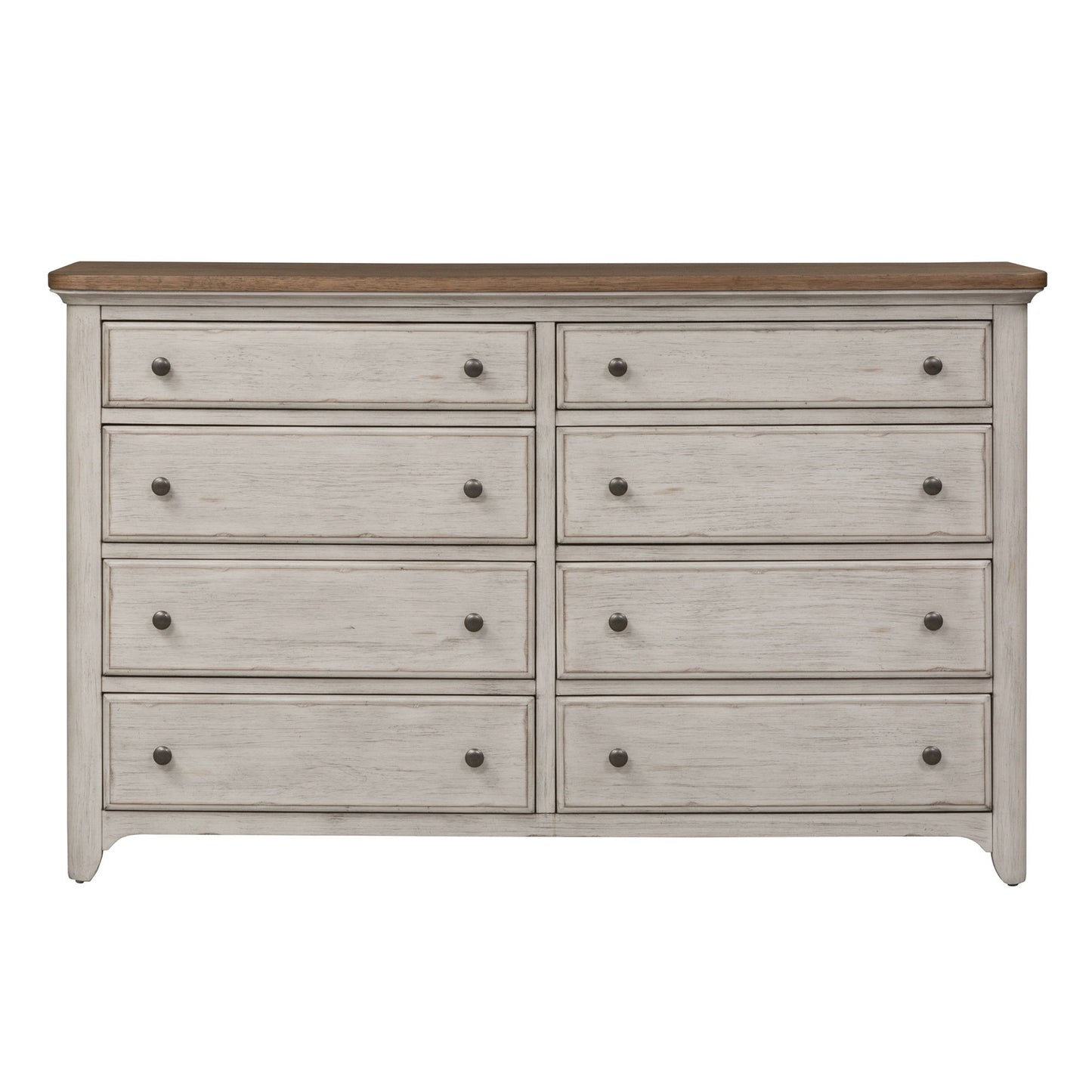 Farmhouse Reimagined - 8 Drawer Dresser - Antique White / Chestnut Tops