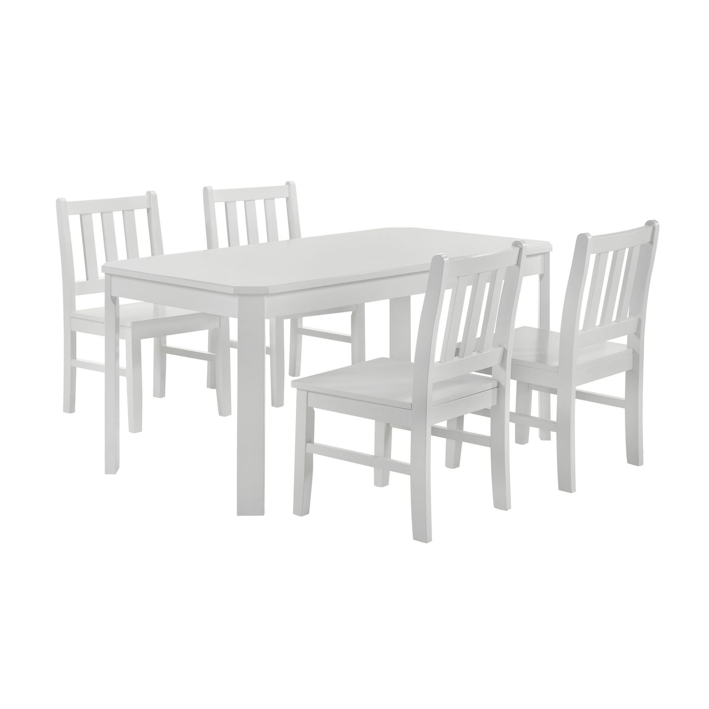 Travis Youth - 5 Piece Dining Set With Table And 4 Chairs - White