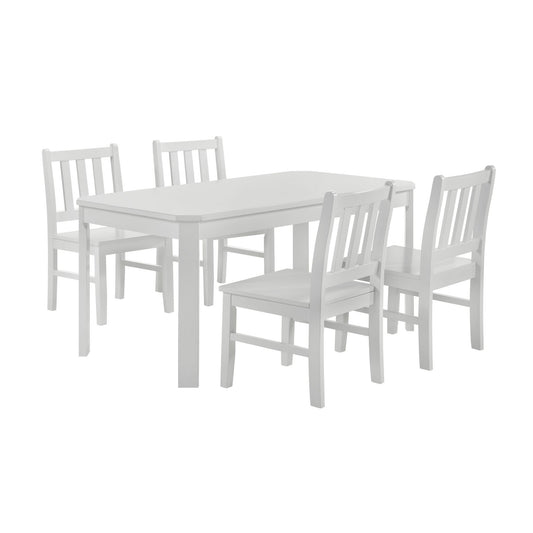 Travis Youth - 5 Piece Dining Set With Table And 4 Chairs - White
