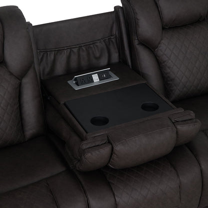 Wendell - Power Motion Sofa With Dropdown Table, Storage, USB & LED - Dark Gray
