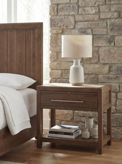 Driftwood - One-Drawer Nightstand With Stone