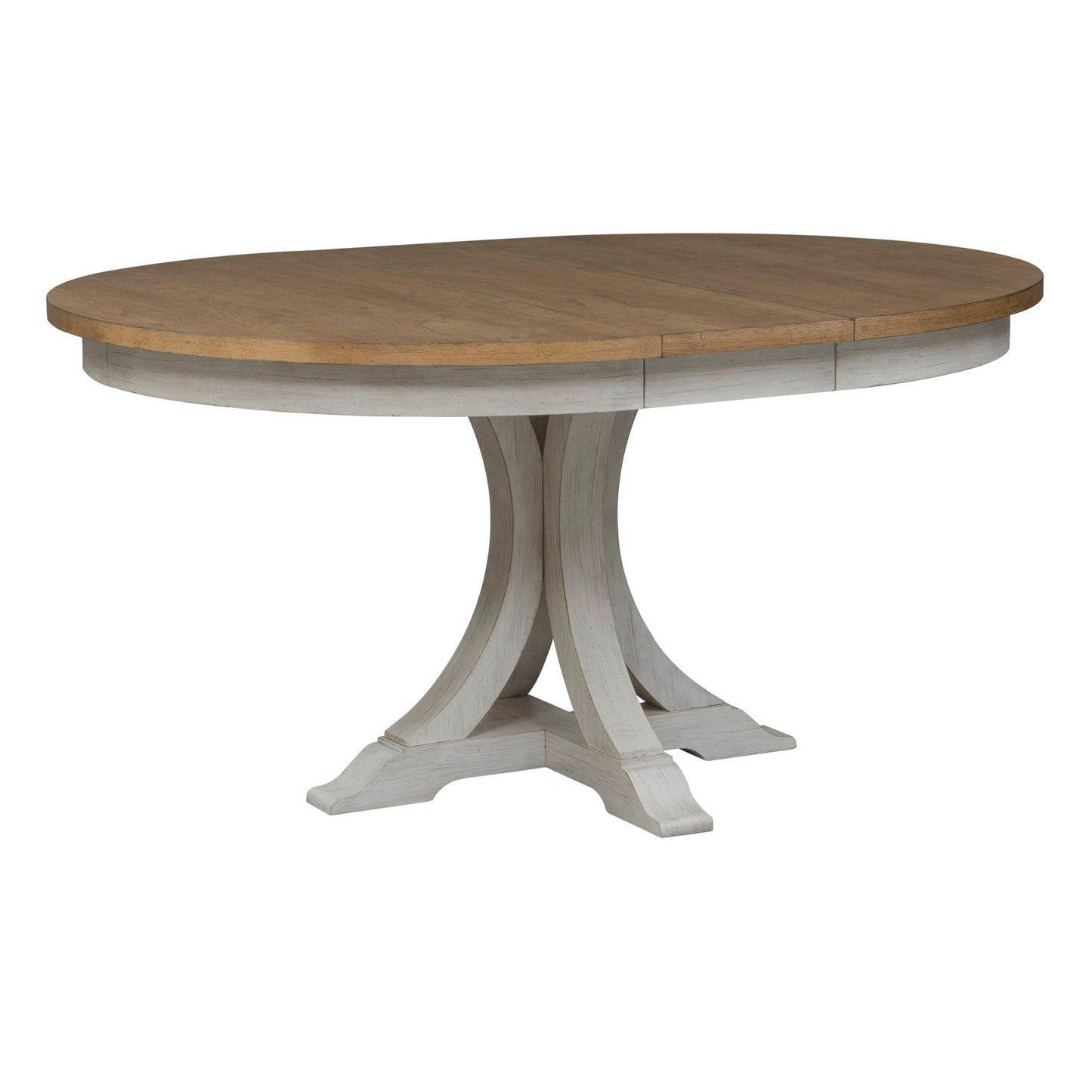Farmhouse Reimagined - Pedestal Table - Antique White / Chestnut Tops