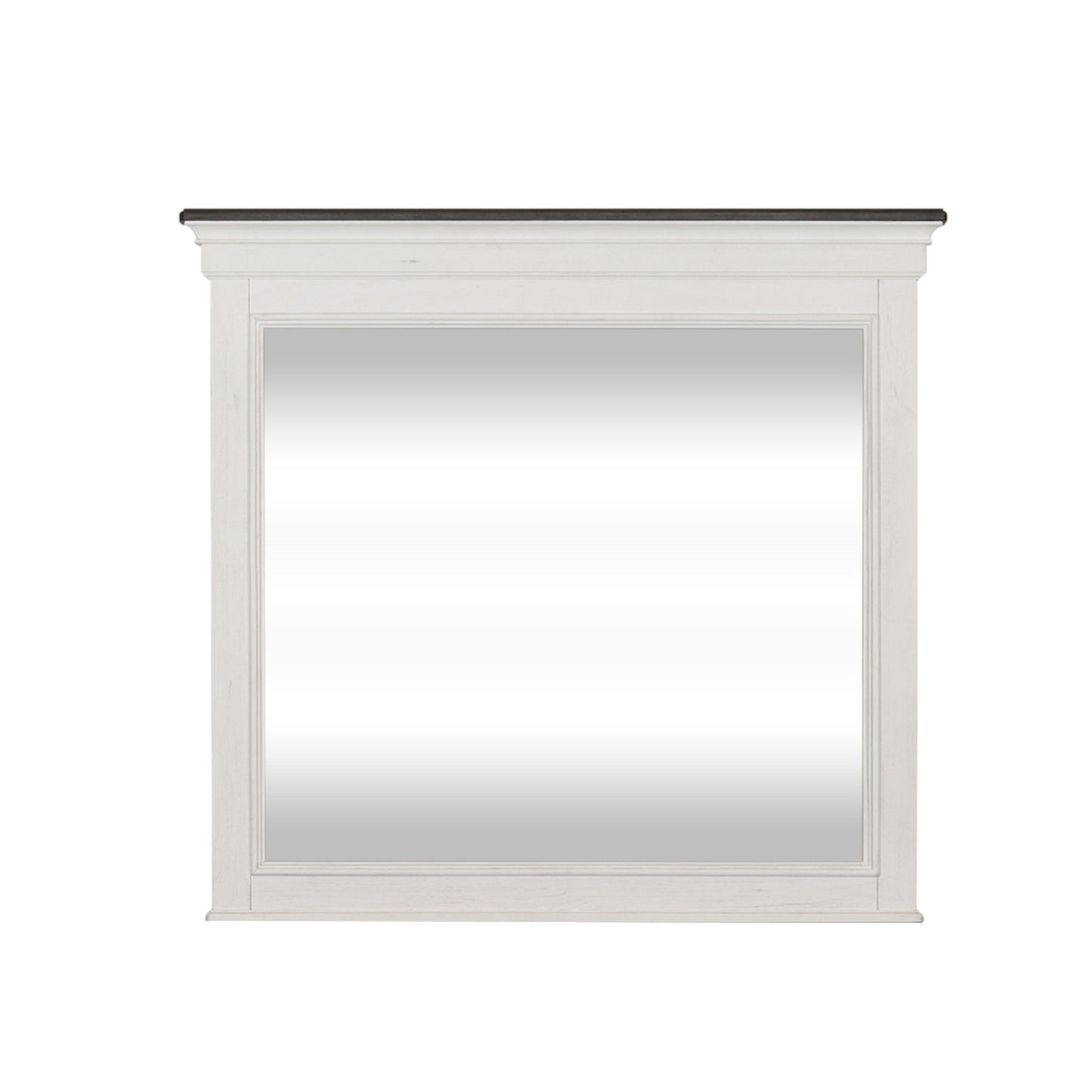 Allyson Park - Crown Mirror - Wirebrushed White / Charcoal
