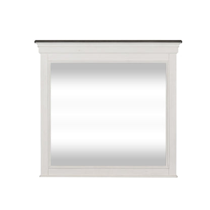 Allyson Park - Crown Mirror - Wirebrushed White / Charcoal