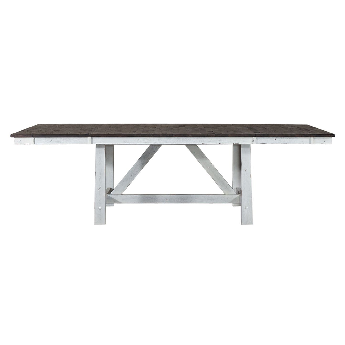 Farmhouse - Trestle Table - Two Tone White / Wood Tone