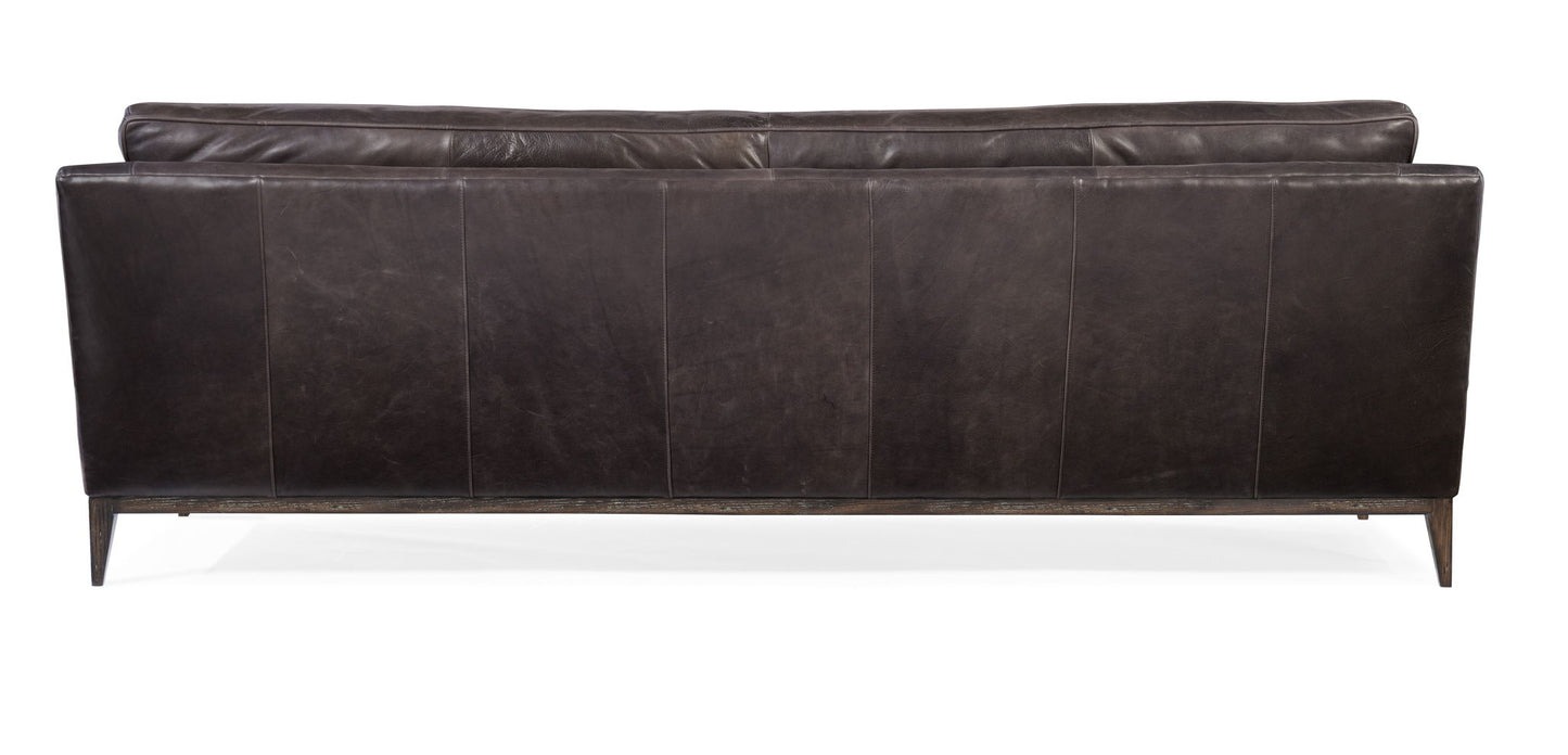 SS - Kandor Leather Stationary Sofa - Black