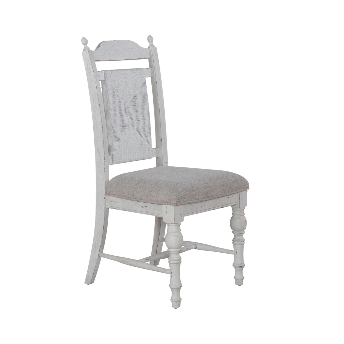 River Place - Panel Back Side Chair - Riverstone White & Tobacco