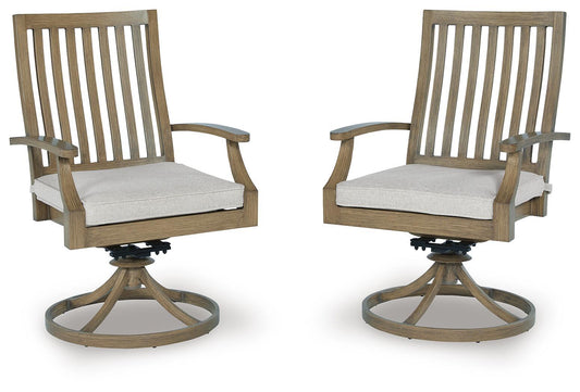 Rainier Ranch - Swivel Chair With Cushion (Set of 2) - Brown / Beige