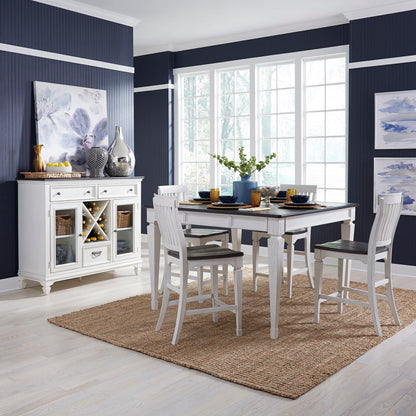 Allyson Park - 5 Piece Gathering Table Set - Wirebrushed White / Charcoal