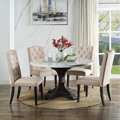 Gerardo - Dining Table - White Marble Top & Weathered Espresso