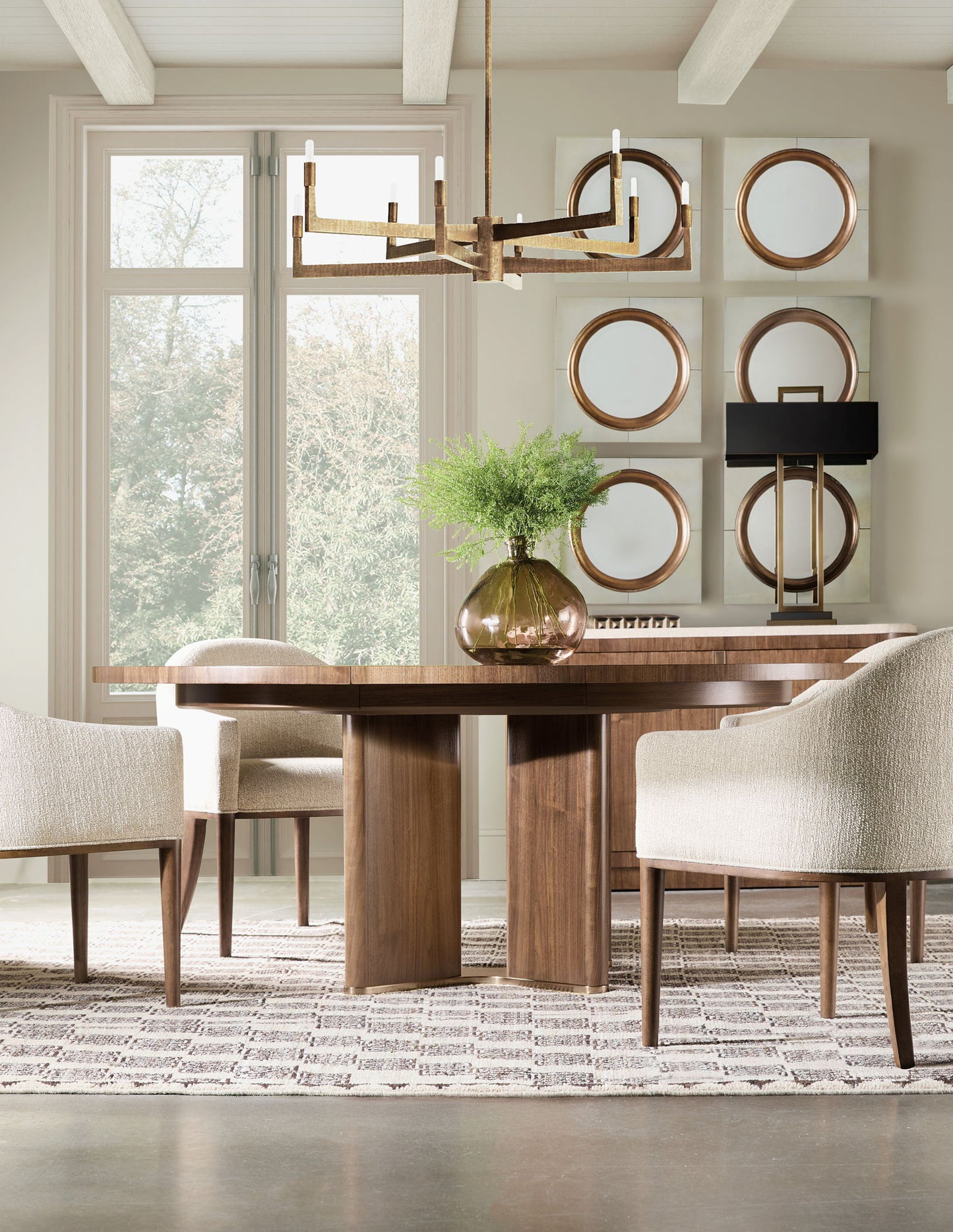 Eleana - Upholstered Arm Chair - Beige / Dark Brown
