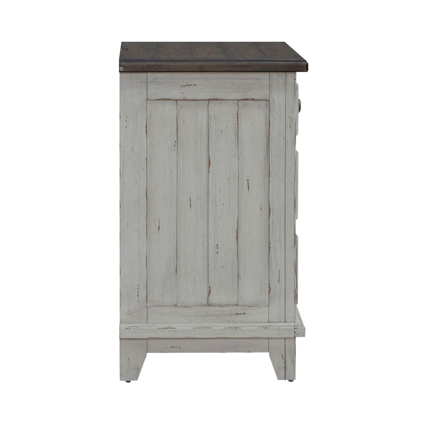 River Place - 3 Drawer Nightstand With Charging Station - Riverstone White & Tobacco