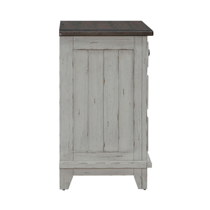 River Place - 3 Drawer Nightstand With Charging Station - Riverstone White & Tobacco