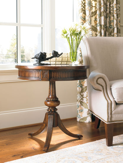 Home Accent - Round Pedestal Accent Table - Dark Brown
