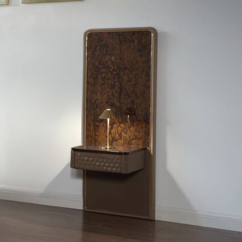 Marcelino - Nightstand With Wall Pier (King) - Cherry Oak