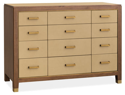 Melange - Zurich Accent Drawer Chest - Beige / Medium Walnut