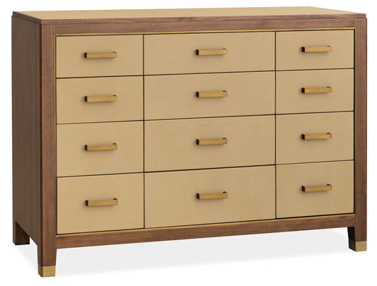 Melange - Zurich Accent Drawer Chest - Beige / Medium Walnut