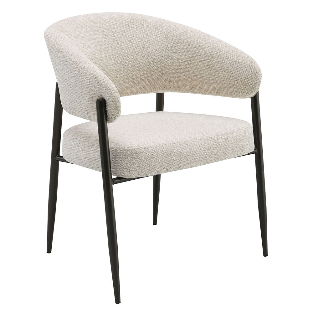 Jirina - Chenille Arm Chair With Metal Legs (Set of 2) - Beige & Black