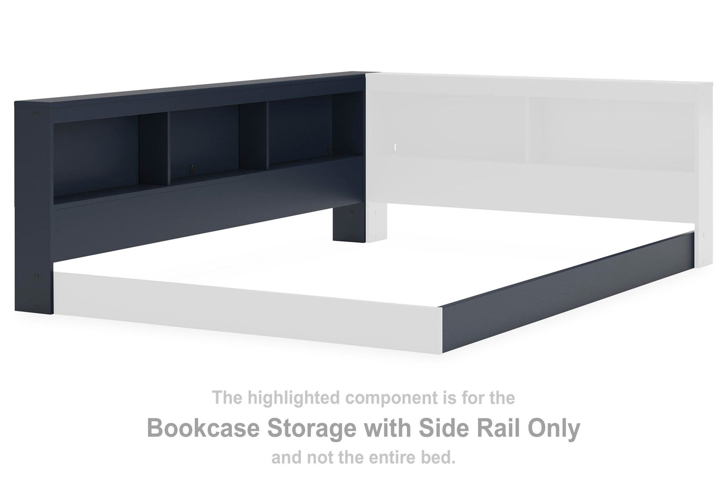 Simmenfort - Bookcase Storage with Side Rail - Navy Blue