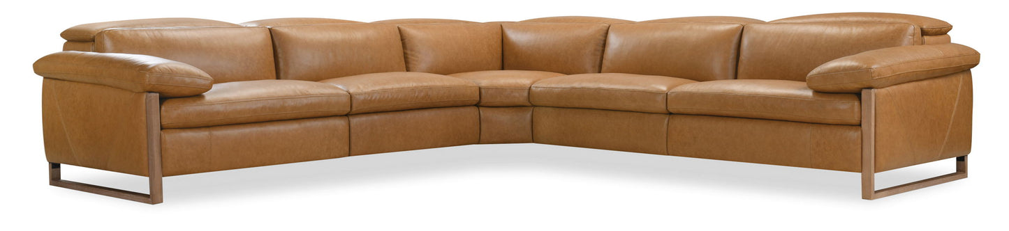 MS - Jericho Five-Piece Power Reclining Sectional - Light Brown