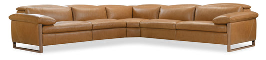 MS - Jericho Five-Piece Power Reclining Sectional - Light Brown