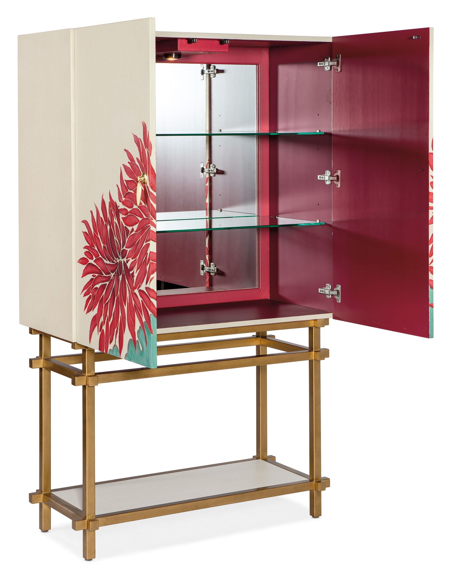 Melange - Patrisha Bar Cabinet - Beige / Red
