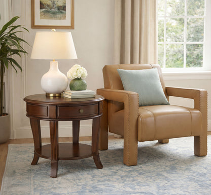 Brookhaven - Round Lamp Table - Dark Brown