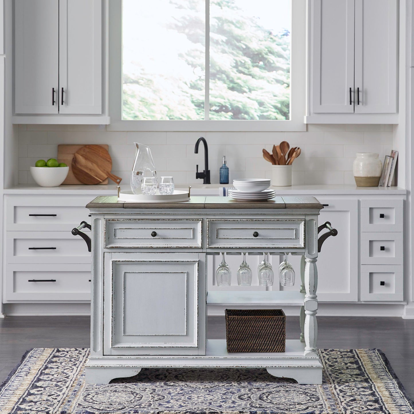 Magnolia Manor - Bar Cart - Antique White