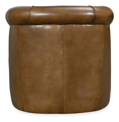 CC - Axton Swivel Leather Club Chair - Dark Brown